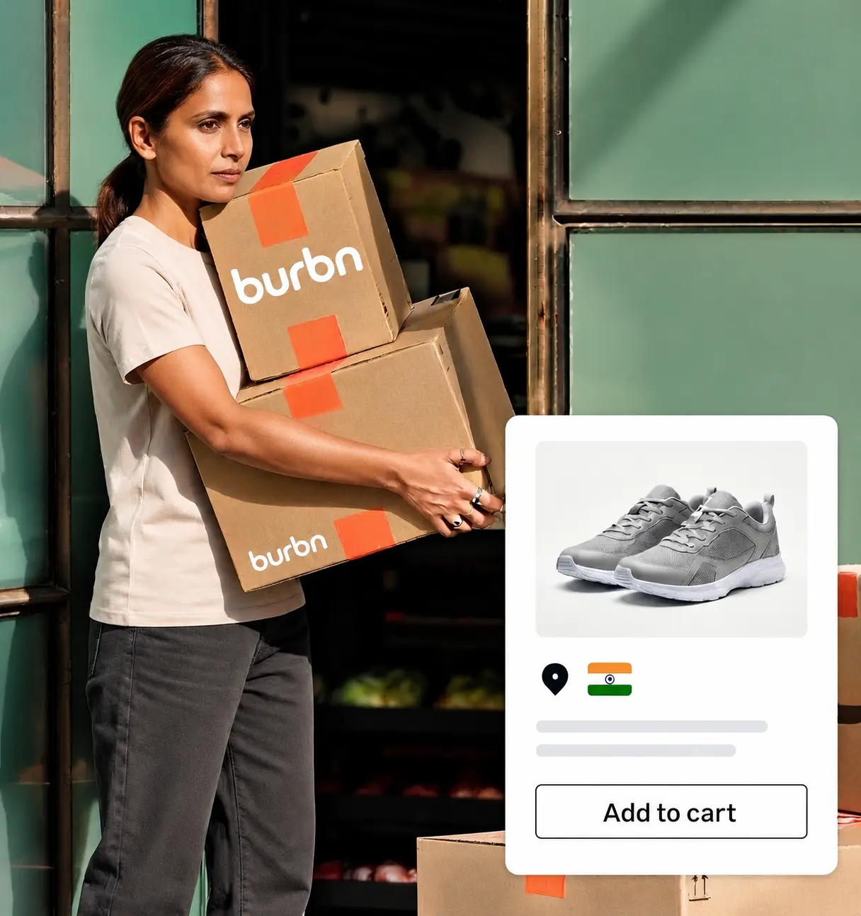 A Burbn seller carrying orders with a shoppable product card